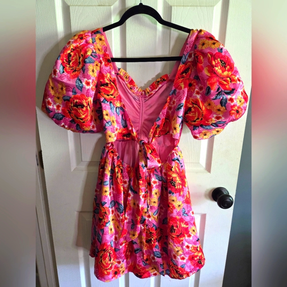 Buddy Love Hannah Elastic Waist Dress with Puff Sleeves (Size XS)